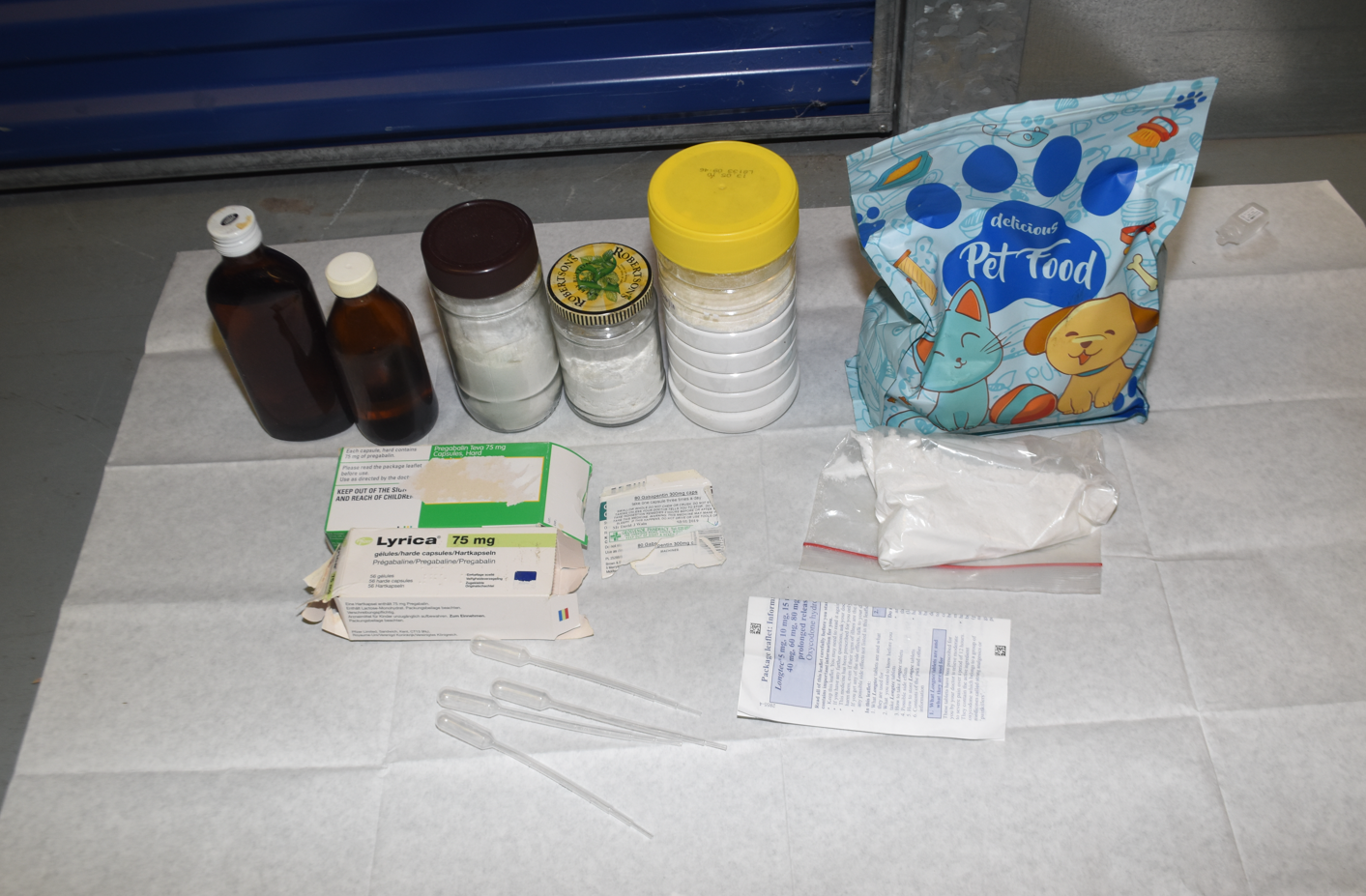 Seized bottles displayed