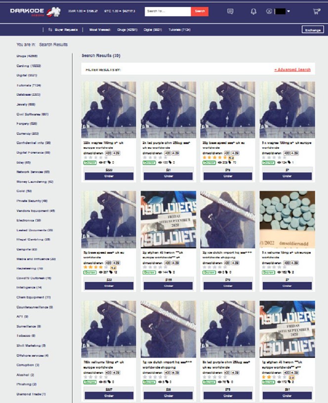 Dark web site example