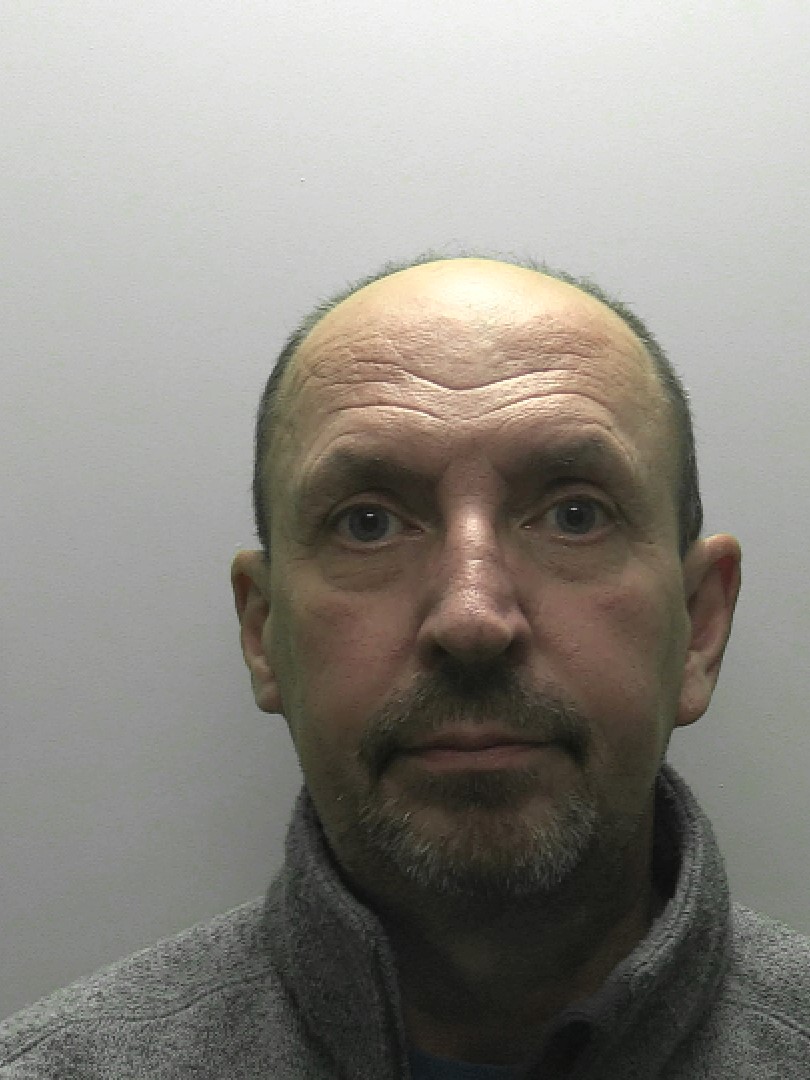 Mugshot of Stephen Humphries, white balding man, 58 years old