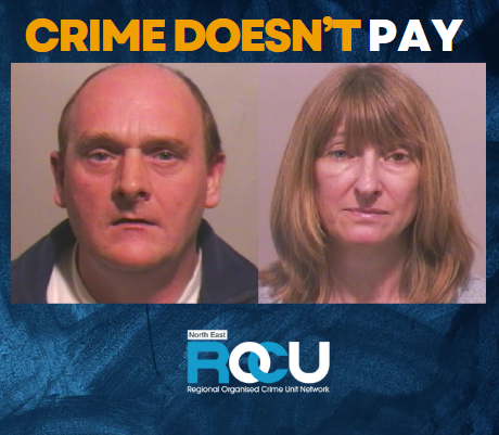 Image of Henry Brown and Judith Purdy with NEROCU logo and text reading 'Crime doesn't pay'