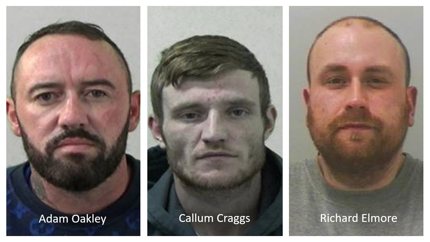 Offender photos of Elmore, Oakley and Craggs